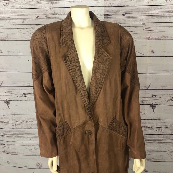 Vintage 80s G-III Global Identity Oversized Slouchy brown leather coat large - Picture 16 of 16